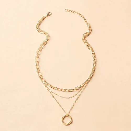 Nina - Vintage Gold Layered Chain & Pendant Necklace