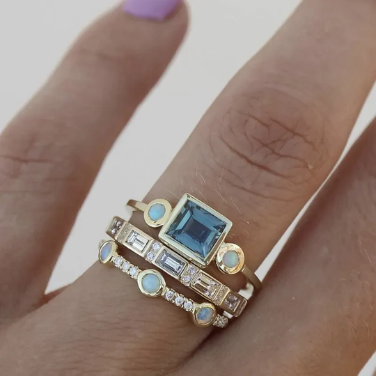 Yasmine - Vintage Blue Crystal Ring Set